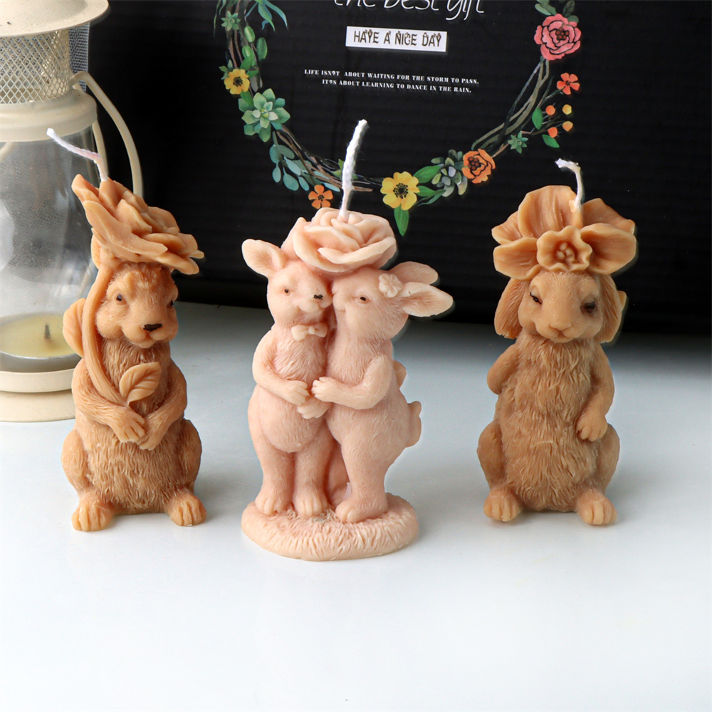 Bunny Cake Mold - ثلاثية الأبعاد زهرة أرنب شمعة قالب